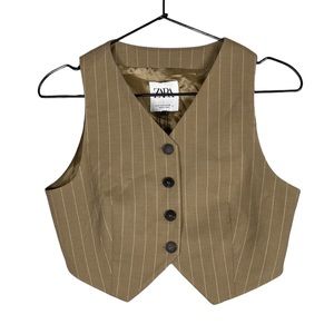 Zara Brown Pinstripe Vest